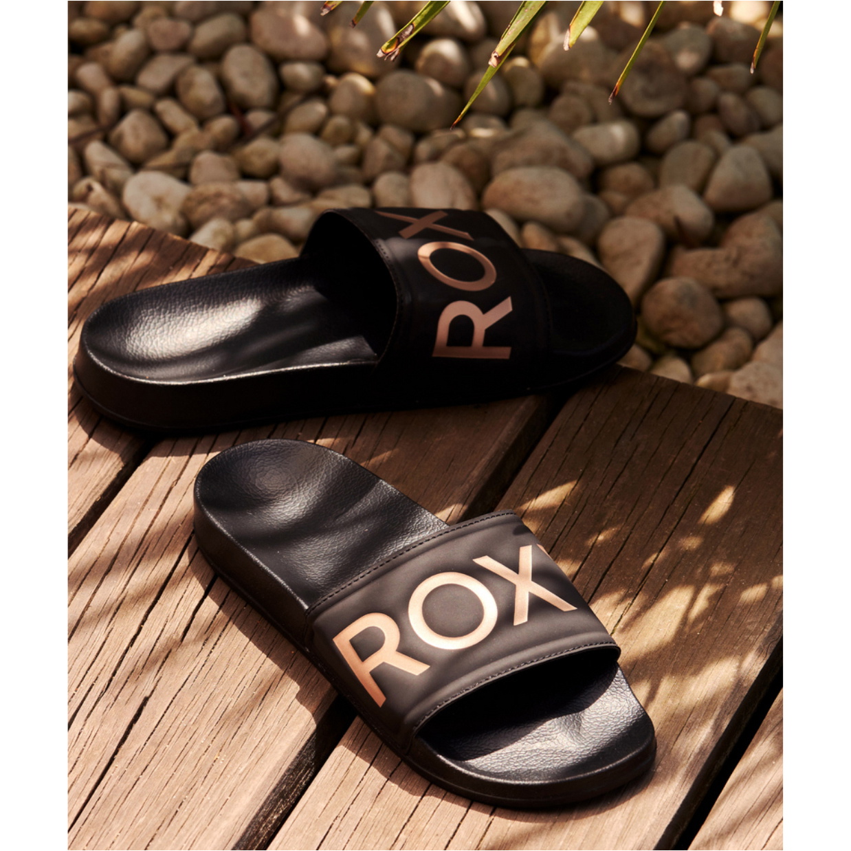 2026 Roxy Sandália Feminina Slippy II Slider ARJL100679 - Black / Gold